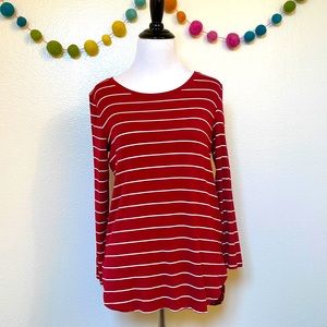 🆕Old Navy Red and White Stripe 3/4 Sleeve Luxe Tee - Size XS
